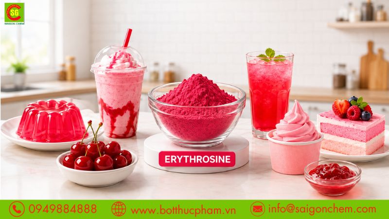 m&agrave;u erythrosine l&agrave;m b&aacute;nh kẹo